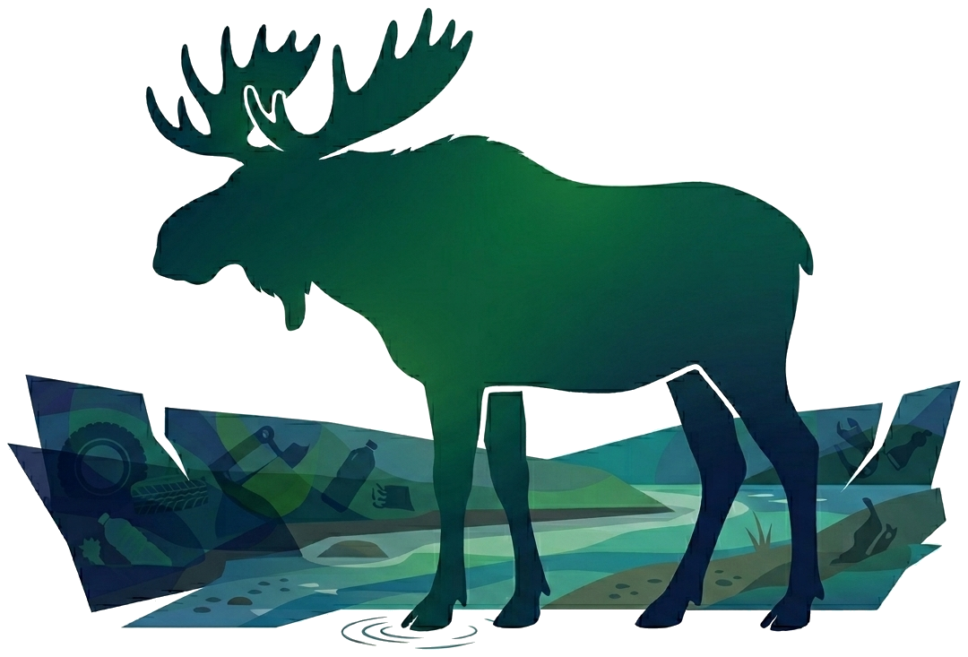 ≈ 2 moose, lifted out of the river